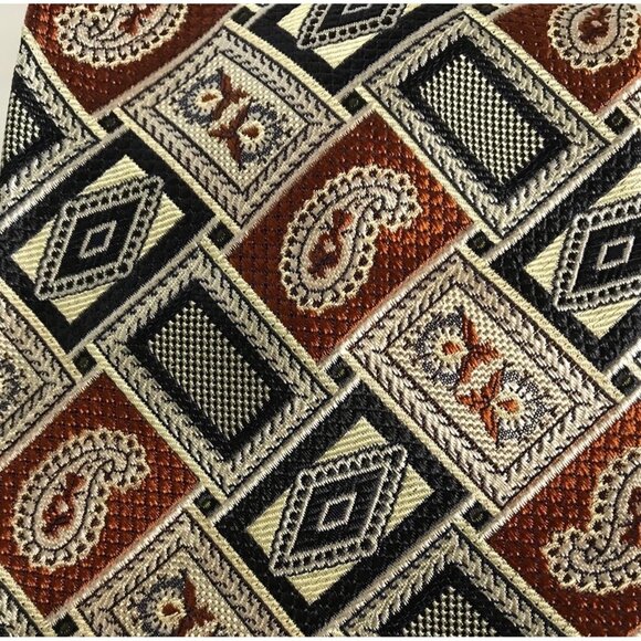 JP Tilford Harry Rosen Tie Mens Paisley Geometric Silk Tie Multicolor - Picture 2 of 4